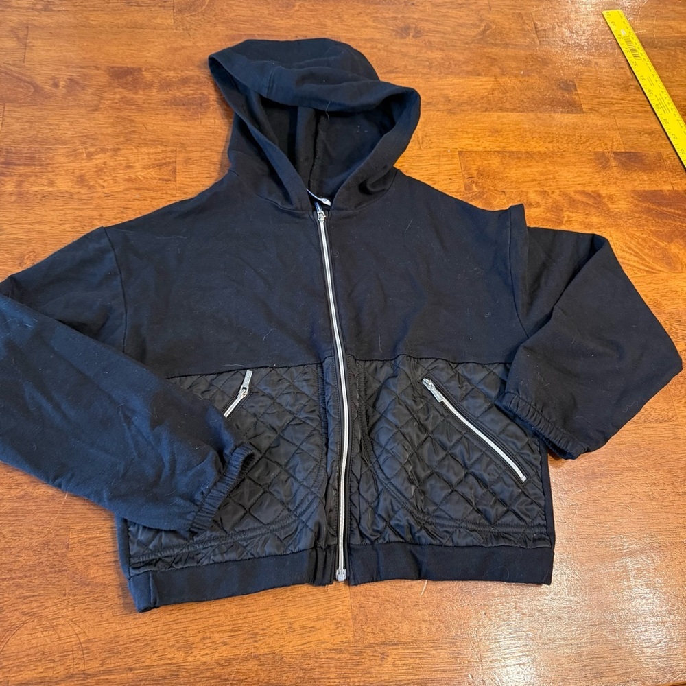 Mayoral Black Quilted Hooded Jacket zip up size 12